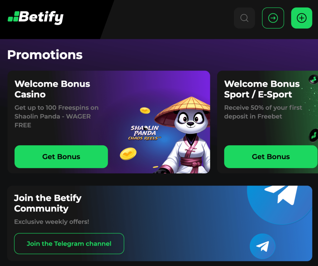 betify casino bonus